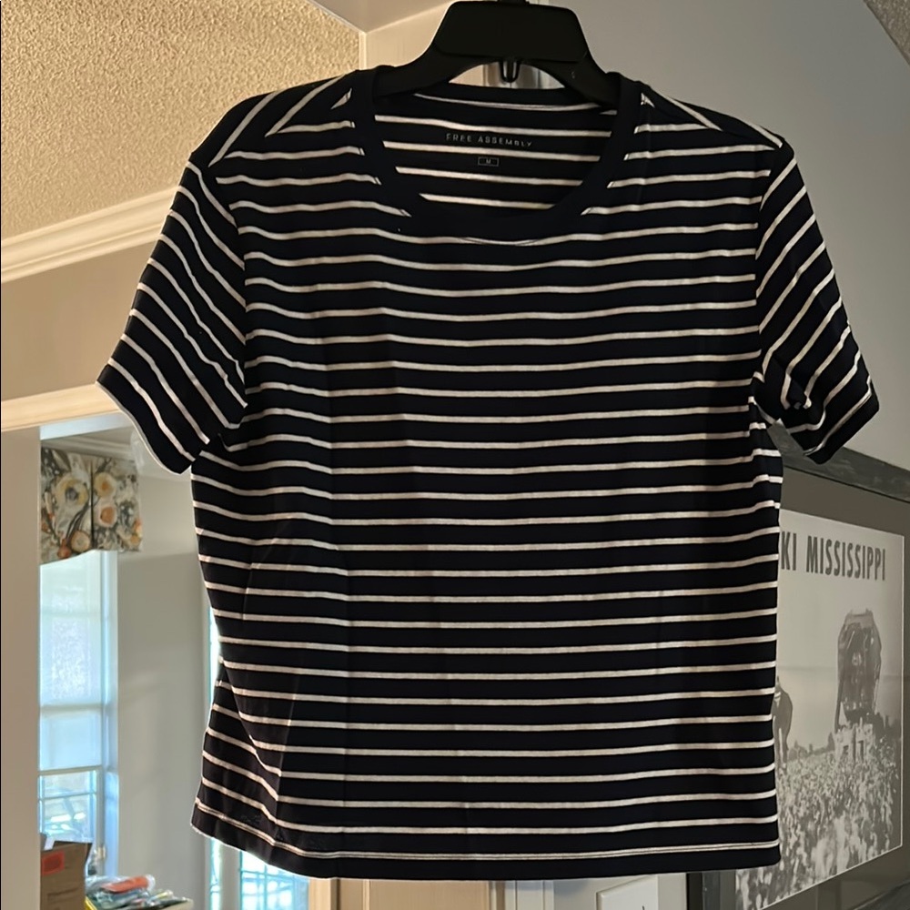 Navy and white  Striped Top